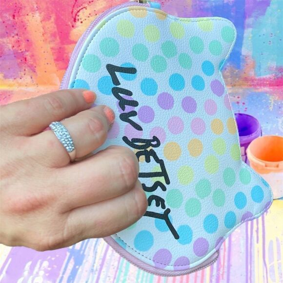 Luv Betsey Johnson Polka Dot Kitty Kitsch Clutch Wristlet Colorful - Picture 4 of 9